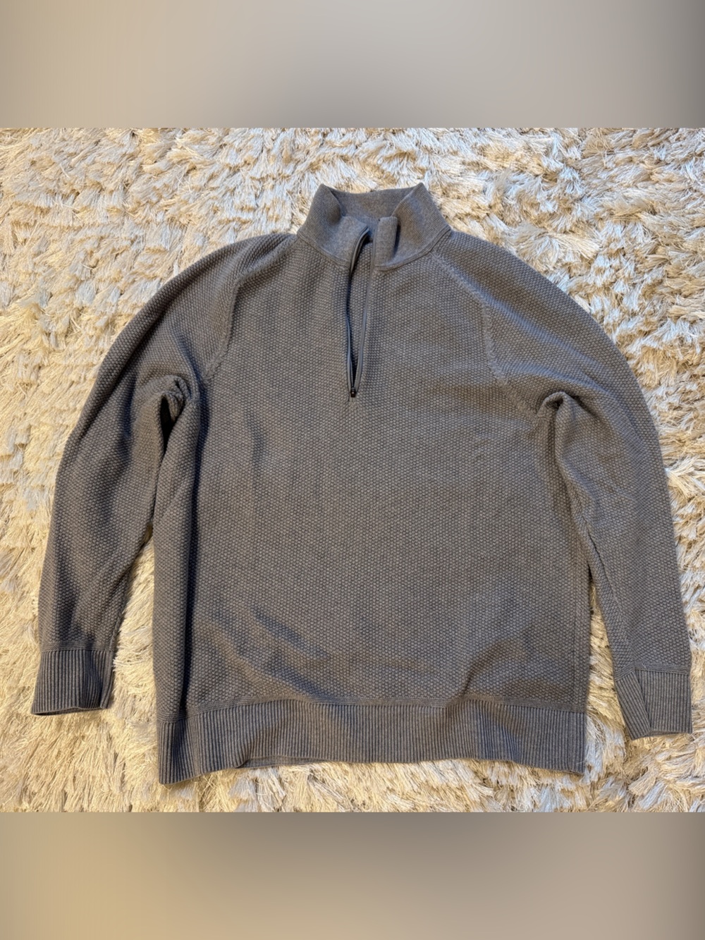 Men's Gray Half-Zip Textured Sweater